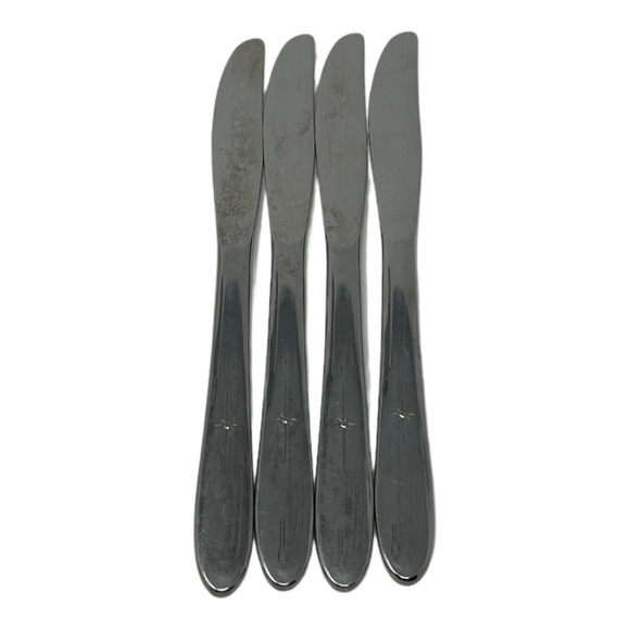 4 Everlasting Stainless Atomic Star Flatware EVR1 Solid Handle Dinner Knives 8" - Picture 3 of 9